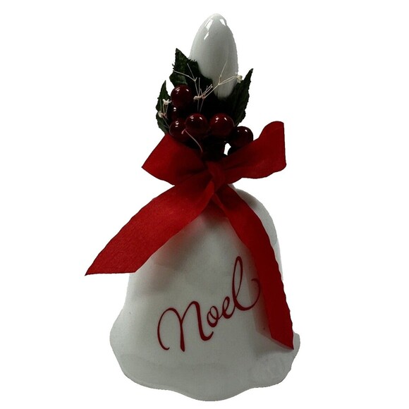 Vintage Lego Christmas Holly Bell - Hand Painted Porcelain Noel - Picture 1 of 4